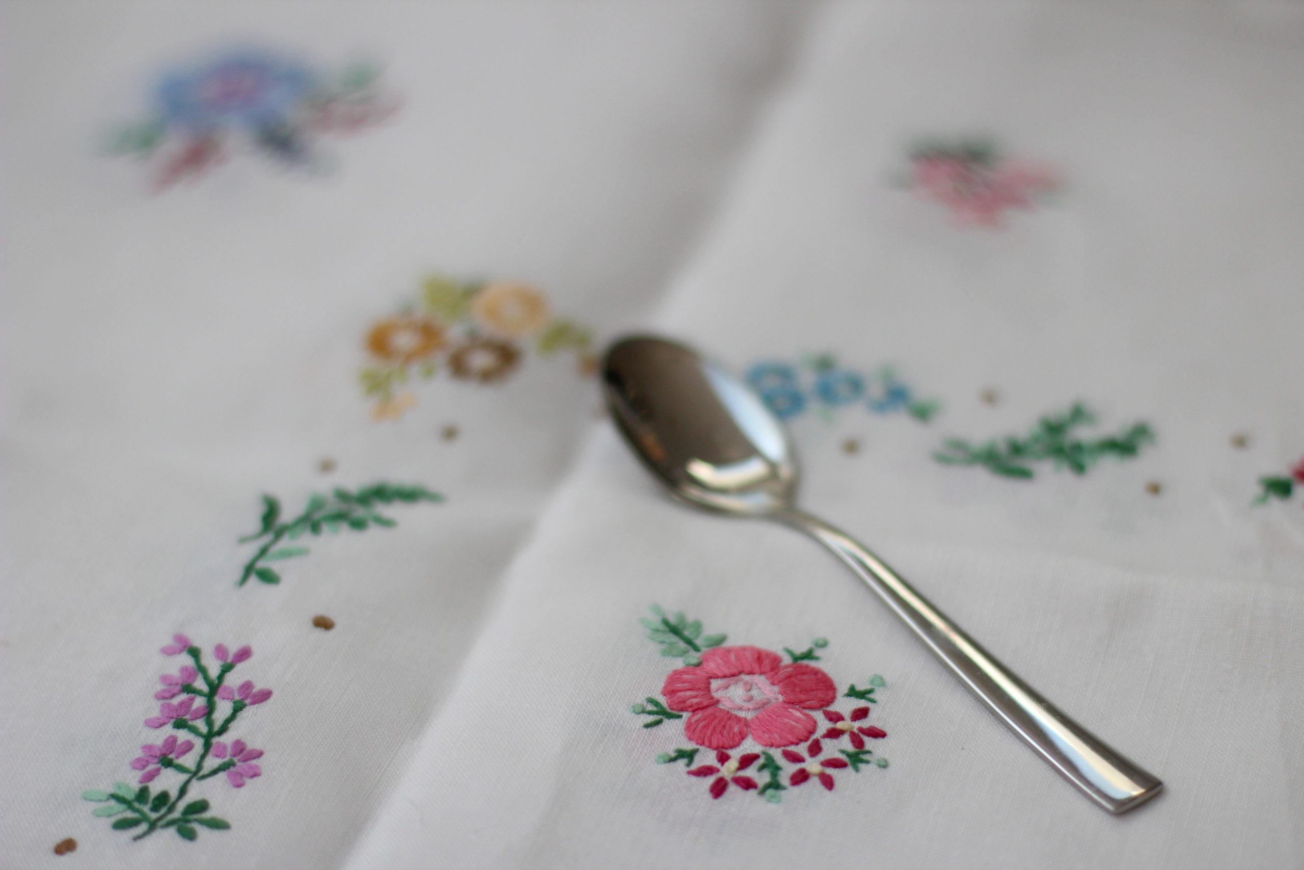 Vintage embroidered tablecloth