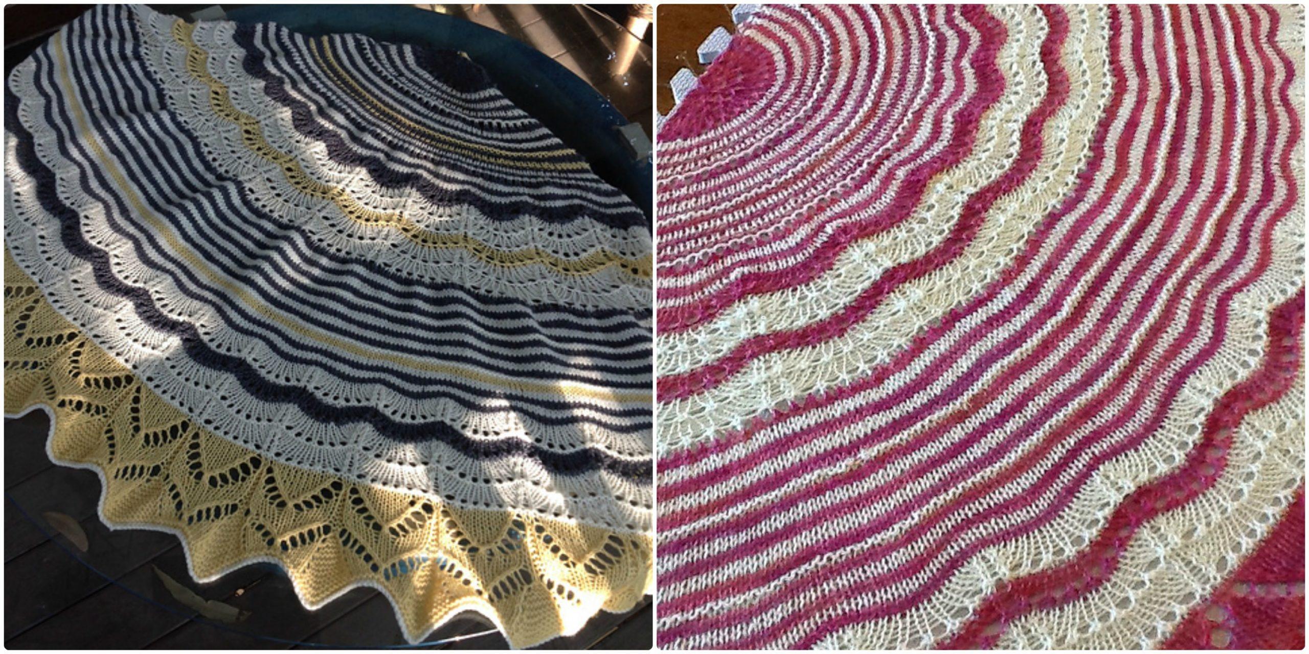 Colourful handknit shawls