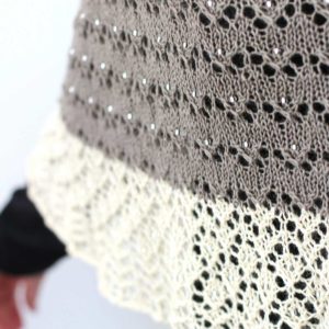 Fairyhill Shawl Knit in Grey and Cream