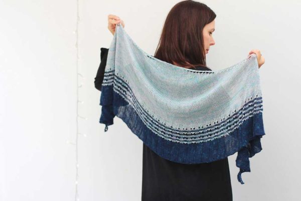Fireflies Rising Shawl in baby blue and deep ocean blue