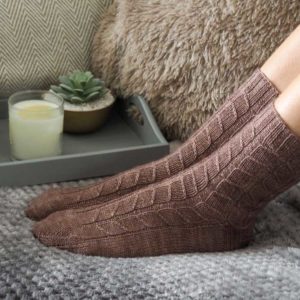 The Fragment Socks are are brown and textured pattern.