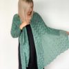 In The Dunes Wrap is a light, airy asymmetrical rectangle with flowing stripes of lace, the perfect wrap for a breezy afternoon or evening.