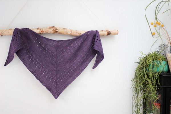 The Little Meg Shawl design is simple, eyelets dotted across a field of stockinette stitch