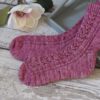 The Magnolia Socks are a plain red stockinette with a heel flap and gusset, and a round toe for a comfy fit.