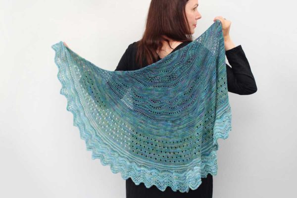 The Sprite's Fen Shawl pattern is written with fingering-weight or lace-weight yarn, giving you options for a lovely, lightweight shawl.