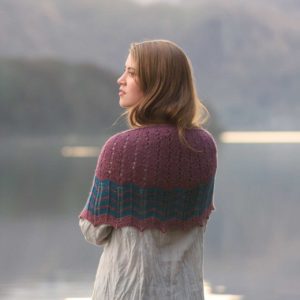 The stripes of the crescent-shaped Tobermory Shawl and easy lace and eyelets, hint at the promise of riches beneath the waves.