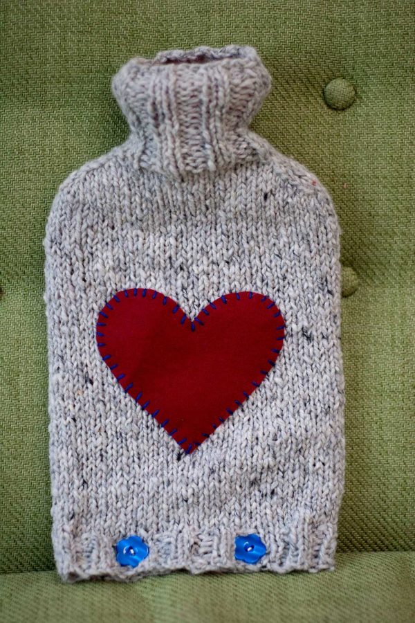 These fun hot water bottles Warm Wishes Hottie Cover can be knit up in an evening or two for the star, puppy, or love in your life.