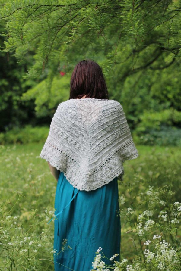 Whispering Island Shawl is inspired by the landscapes of beautiful Dorset and the fun to be had there by the young at heart.